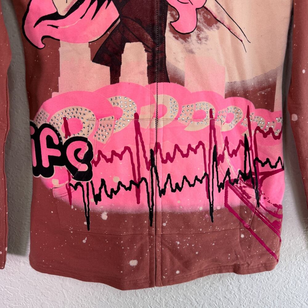 Christian Audigier Y2K Jacket Womens XS Crystal Rock Nightlife Singer Hoodie NEW - Picture 7 of 12